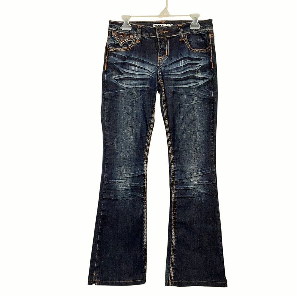 Vintage Zana Di 90's Low-Rise Bootcut Whiskered Jeans Grunge/Studs/Y2K -9J, 6-8W